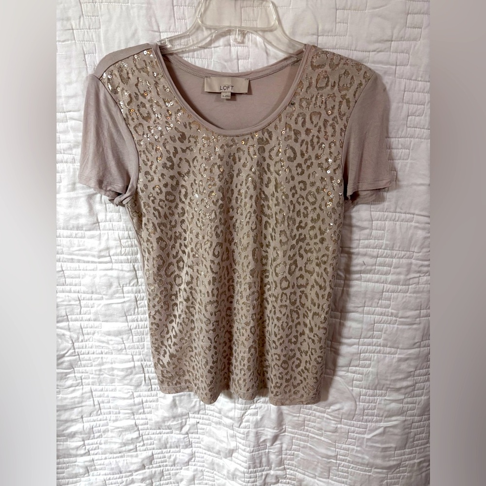 Ann Taylor Loft burn out t-shirt with sequin underlay